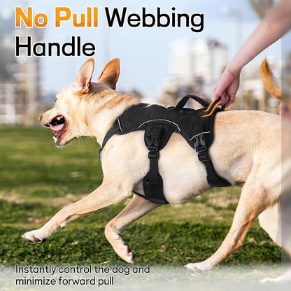 rabbitgoo Escape Proof Dog Harness, Soft Padded Full Body Pet Harness, Reflective Adjustable No Pull Vest with Lift Handle and Leash Clip for Large Dogs Walking Hiking Training, L, Black
