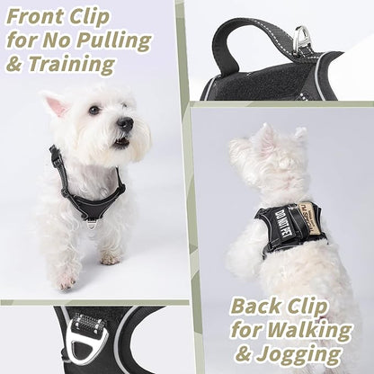 Tactical Dog Harness for Small Dog - Reflective Puppy Pet Vest No Pull Military Service Dog Vest with Vertical Handle XS Dog Harness for Outdoor Training