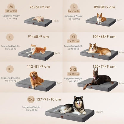 EHEYCIGA Orthopedic Medium XL XXL Dog Beds for Medium Large Extra Large Dogs with Removable Washable Cover for Crate,Grey, 36 * 27 * 3.5 inches