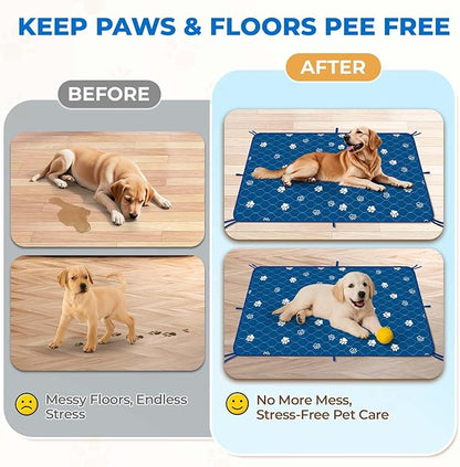 Fostanfly Washable Pee Pads for Dogs, 2 Pack Large 36"x41" Ultra-Absorbent and Leak-Proof Non-Slip Reusable Potty Training Pads for Dogs, Puppy & Cats of Add 8 Lanyards-Blue