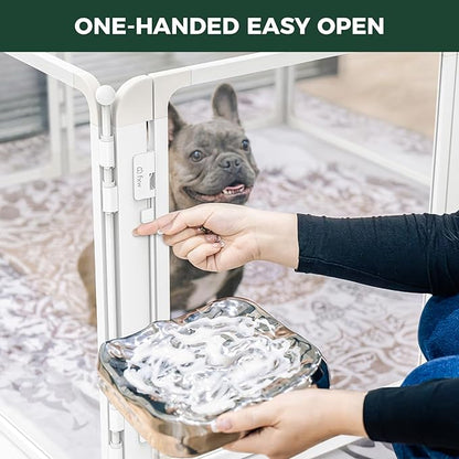FXW AuraSpace Pro Acrylic Indoor Dog Playpen, Heavy-Duty with Metal Frame, 24" Height 12 Panels for Puppies & Small Dogs, White│Patented