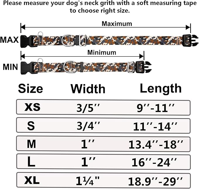 Martingale Collar for Dogs with Buckle No Pull Adjustable Nylon Limited Slip Training Dog Collars (Camouflage, Medium)