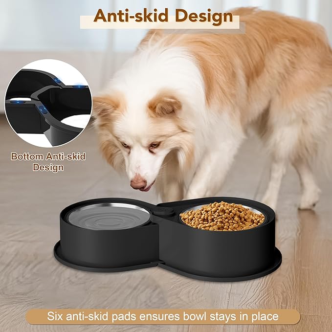Newget Stainless Steel Dog Bowl Set, 304 Metal Dual Food & Water Bowls for Dogs & Cats, Large Capacity Pet Feeder, Anti-Skid Dog Dish for Small/Medium/Large Pets