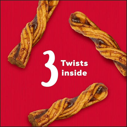 Country Kitchen Rawhide Free Beef Twists Dog Chews, Made with Real Beef, Highly Digestible, Gluten Free, 3 Count