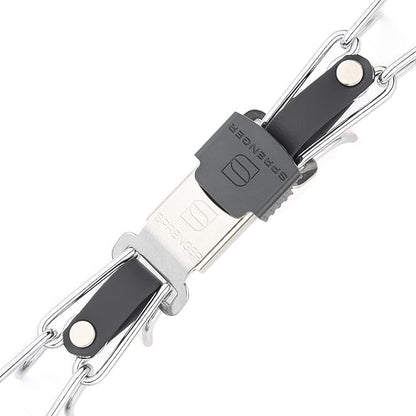 Herm Sprenger Chrome Plated Steel Dog Collar with Quick Release ClicLock Buckle and Biothane Insert Training Collar for Dogs Made in Germany (Black, 23in x 3.2mm(Neck Size up to19-20in))