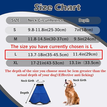 Hard & Heavy Plastic Dog Cone Collar Alternative for Lab Golden GSD (Small&Medium Sized), Adjustable Elizabethan Protective Cone for Healing, Comfortable Pet Recovery Collar Cone of Shame Anti-Lick