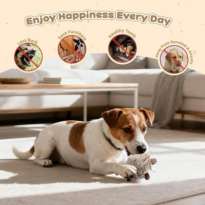 Pawaboo Plush Dog Toy, [2PACK] Non-Toxic Super Soft Faux-Fur Hedgehog Dog Toy Stuffed Biting Training Playing Toys for Dog Puppy, Brown