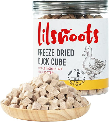 Freeze Dried Duck Cube for Dogs, Cats, Single Fresh Ingredient Pet Treats, Food Topper, Rawhide Free Freeze Dried Duck High Protein, Training Treats 4.6oz