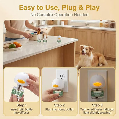 4-Pack Dog Calming Diffuser Kit (1 Diffuser + 3 Refills), Plug-in Pheromone Calming Diffuser for Dog, 90-Day Supply, Covers 700 sq ft, Safe & Odorless Stress Relief Solution, Promotes Relaxed Behavior