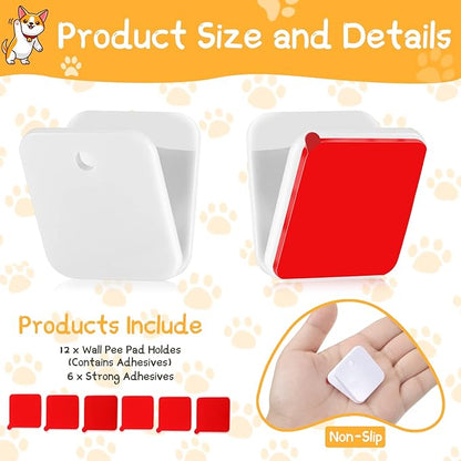 Yalikop 12 Pcs Wall Pee Pad Holder Dog Potty Training Pad Sticky Wall Clip Transparent Adhesive Clips with 6 Pcs Strong Adhesive(White)