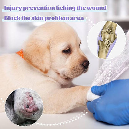 ROZKITCH Dog Sleeve to Prevent Licking Right Left Leg, Only for Front Leg Protection Anti Scratching Wound Skin Problems, Stretchy Material for Sprain ACL CCL Arthritis Joint Care Stripe XS