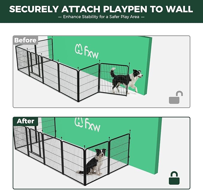 FXW Rollick Dog Playpen with Anchor Kit (Pack of 4) – 32 Inch 8-Panel Dog Pen for Medium & Large Dogs, Stable & Safe Indoor/Outdoor Play│Patented