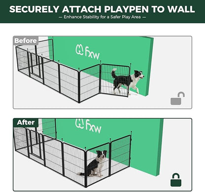 FXW Rollick Dog Playpen with Anchor Kit (Pack of 4) – 32 Inch 8-Panel Dog Pen for Medium & Large Dogs, Stable & Safe Indoor/Outdoor Play│Patented