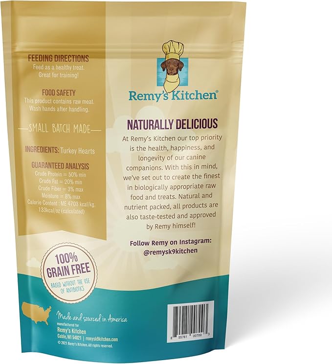 Freeze Dried Dog Treats – Turkey Hearts, Single Ingredient, All-Natural, USA Sourced, Human-Grade, Grain-Free High-Protein Training Treats, 3 oz