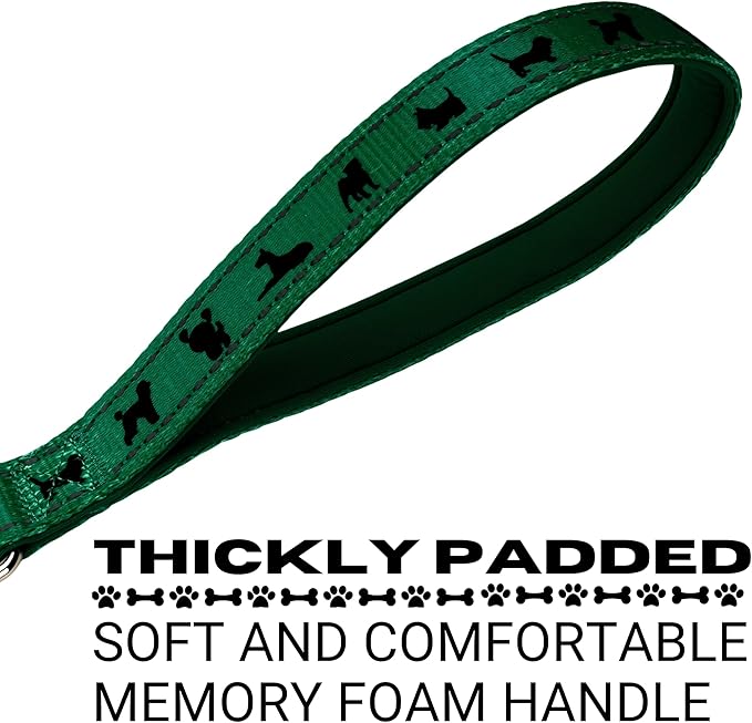 EcoBark Dog Leash - Soft & Reflective Comfort Leash with Padded Handle - Safe, Strong, & Durable for Small, Medium or Large Dogs (Forest Green)
