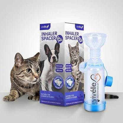 Vivelle Handheld Inhaler Spacer with 2 Masks for Cats and Small Dogs Inhaler Spacer for MDI