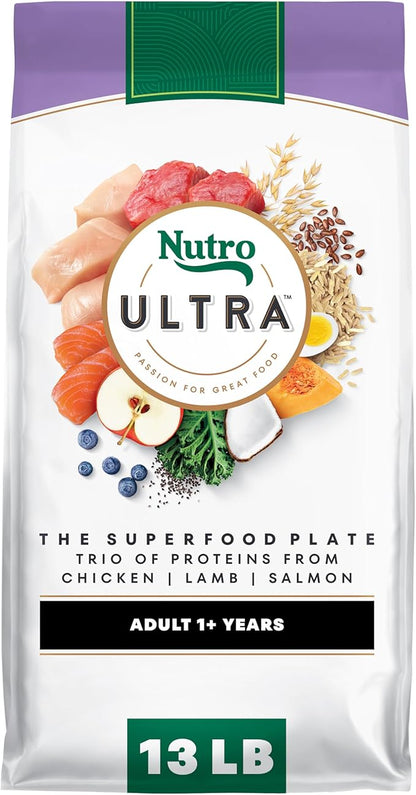 Nutro Ultra Dry Dog Food for Adult Dogs with a Trio of Proteins from Chicken, Lamb and Salmon, 13 lb. Bag