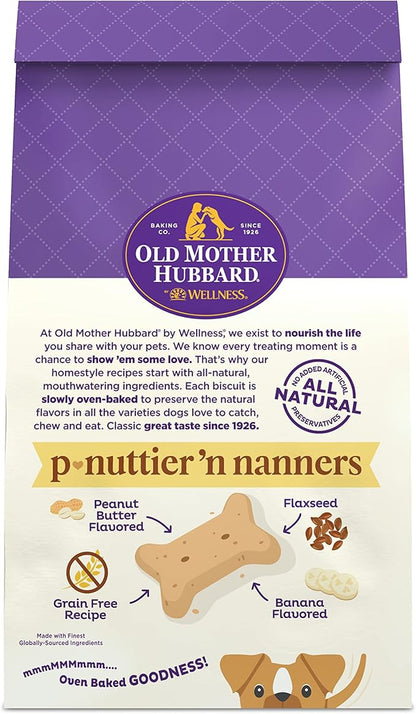 Old Mother Hubbard Wellness P-Nuttier 'N Nanners Dog Biscuits, Natural, Training Treats, Peanut Butter & Banana Flavor, Mini Size, (1 Pound Bag) (Pack of 2)