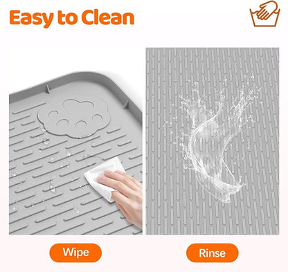 Pee Pads for Dogs, 34" x 22" Extra Large Reusable Silicone Mat, Washable Puppy Training Pads for Potty Training, Non-Slip, Leak-Proof, Indoor Floor Protection (Light Grey)