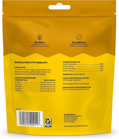 Amazon Basics Dog Treats Freeze Dried Raw Single Ingredient Chicken Breast, High Protein, Healthy Training Treats or Meal Topper for All Dogs, Grain-Free, 3 Oz (Previously Wag) (Pack of 2)