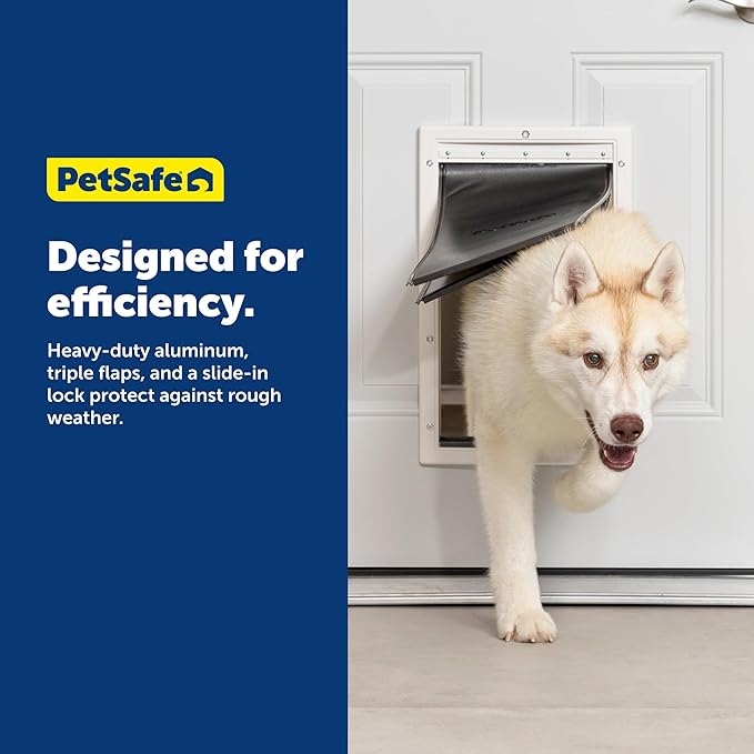 PetSafe Extreme Weather Pet Door - Insulated Weather-Resistant Dog & Cat Door with Durable Plastic Frame - Maximum Energy-Saving Efficiency - Large - for Dogs & Cats up to 100 lbs