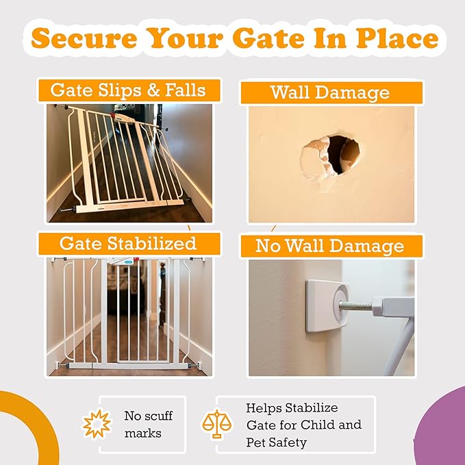 Wall Nanny 2-Pack - Works with 2 Gates - Baby Gate Wall Protector (Made in USA) Protects Walls and Doorways from Pet Gates - for Pressure Mounted Indoor Safety Baby Gates - White