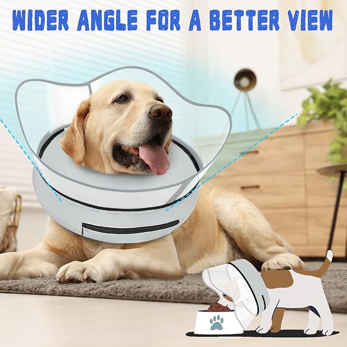 Elevated Inflatable Dog Cone Collar Alternative After Surgery, Dog Donut Collar, Soft Pet Cone to Stop Licking for Small Medium Large Dogs