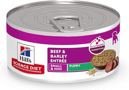 Hill's Science Diet Puppy Small and Mini Wet Dog Food, Beef & Barley, 5.8 oz. Cans, 24-Pack