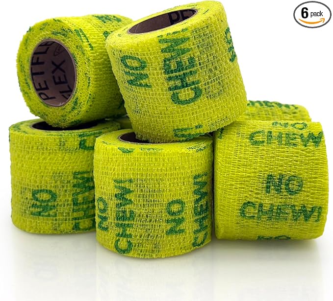 OVIK Health PetFlex No Chew – Flexible Self-Adhering Elastic Bandage for Wound Care – First Aid Wrap for Small Animals Like Dogs, Cats, and Other Pets - 2 inch, 6 Rolls