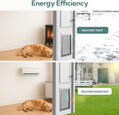 Aluminum XL Dog Door for Exterior Door,Open Size:24.4" H x 13.8" W,Heavy Duty Doggy Door with Enclosed Magnetic Flaps,Extreme Weather Doggie Doors (Black, X-Large)