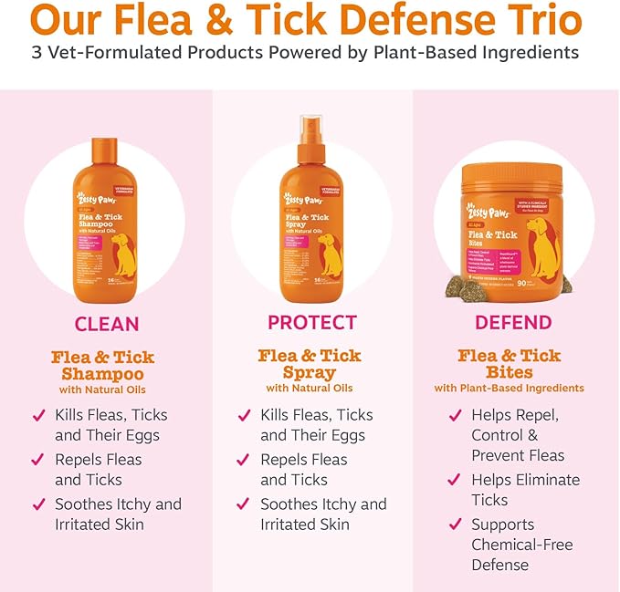 Zesty Paws Flea and Tick Prevention for Dogs Chewable - Prevention, Protection & Repellent - Dog Supplement to Kill & Control Fleas & Ticks - with Garlic, Thyme, Rosemary & Lemon Balm Extract - 90 Ct