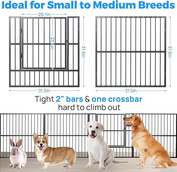 Dog Playpen - 32" Height Dog Pen, Heavy Duty Puppy Pen with Door, Safe & Sturdy, Easy Assemble for Indoor/Outdoor Pet Playpen (10 Panels with Door)