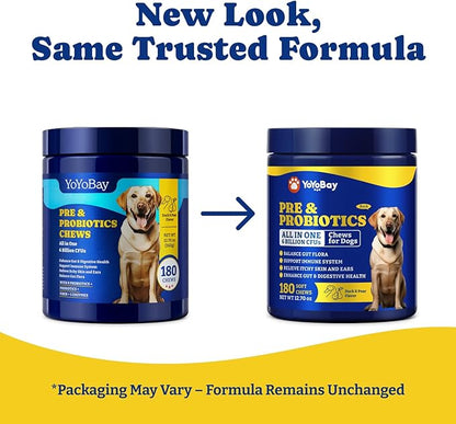 Probiotics for Dogs - Dog Probiotics for Digestive Health, Yeast, Itchy Skin, Gut Health, Immune & Skin - 6 Billion CFUs, Duck & Pear Flavor - with Prebiotics & Digestive Enzymes, 2 Pack