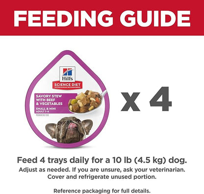 Hill's Science Diet Adult 1-6 Small & Mini Wet Dog Food, Beef & Vegetables, 3.5 oz. Trays, 12-Pack