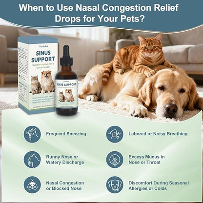 Nasal Health Support Drops for Cats & Dogs, Pet Sinus & Respiratory Comfort Supplement, Helps Maintain Clear Breathing, Supports Seasonal Wellness & Immune Function