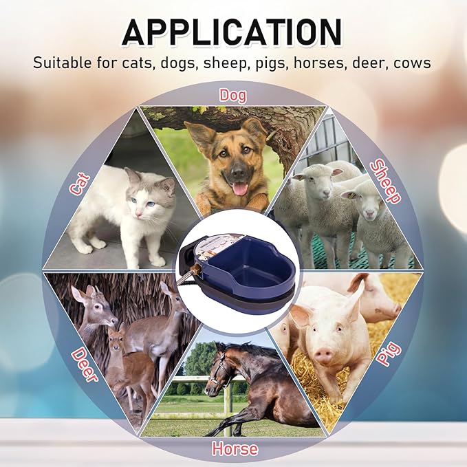 Automatic Heated Dog Water Bowl Outdoor Large Breed Auto Fill Heated Pet Cat Chicken Water Bowl with Float Valve Dog Water Dispenser Pet Waterer for Cat Chicken Goat Pig Horse Livestock