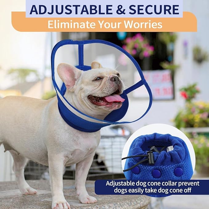 Allroaring Dog Cone Alternative, Soft Dog Cones for Large Dogs, Adjustable Doggie Recovery Cone Collar Comfy Pet Elizabethan Collars to Stop Licking for Wound Healing Care Spay Neuter, Blue L