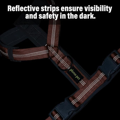 Plutus Pet No Pull Dog Harness, Adjustable Nylon Harness with Soft Padding, Reflective and Heavy Duty Dog Harness for Small, Medium, Large Dogs(Orange, M)