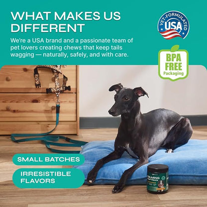 Dog Calming Chews with Hemp - 17,810 mg Hemp Oil per Pack - Soft Calming Chews for Dogs with Melatonin - Relaxation Support for Travel, Grooming, Separation, Thunder, Fireworks - 130 Duck Bites