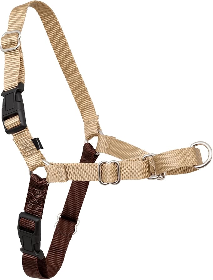 PetSafe Easy Walk Harness for Dogs - Pull-Free Walks - Patented Martingale Loop Design - Front Chest Leash Attachment - Comfort Straps - Breathable Harness Design - Small/Medium, Fawn/Brown