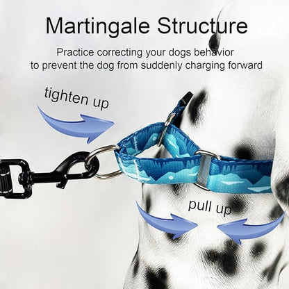 Martingale Collar for Dogs with Buckle Dog Collar Adjustable Soft Nylon Boy Dog Collars for Puppy Dogs, Blue Sunset