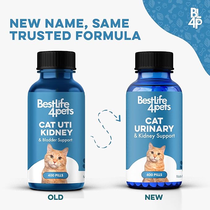 Cat UTI Remedy & Kidney Support for Cats, Natural Urinary Tract Infection and Cat Bladder Crystals Treatment Helps Flush Out Kidney Stones, Clears Infection, & Improves Kidneys Health, 400 Tiny Pills