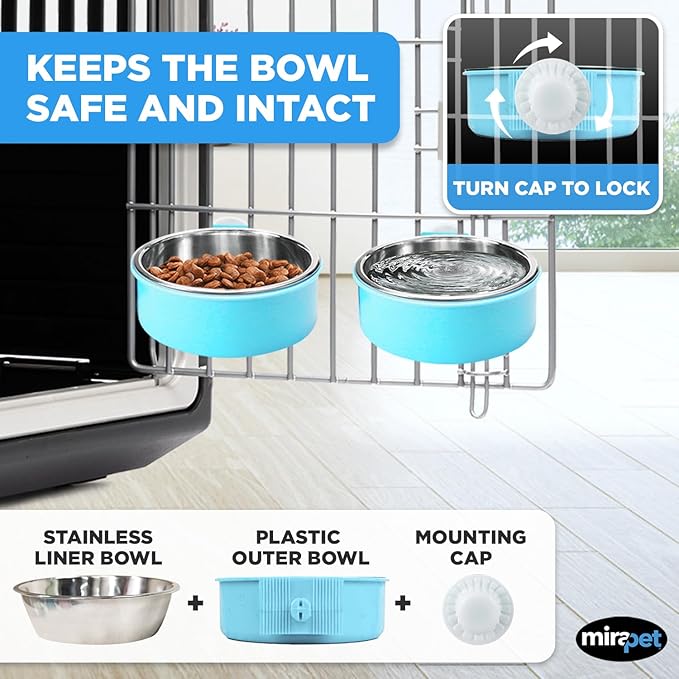 Mirapet's Dog & Cat Bowl Set - Multipurpose Pet Bowls - Premium Quality, Large, Blue