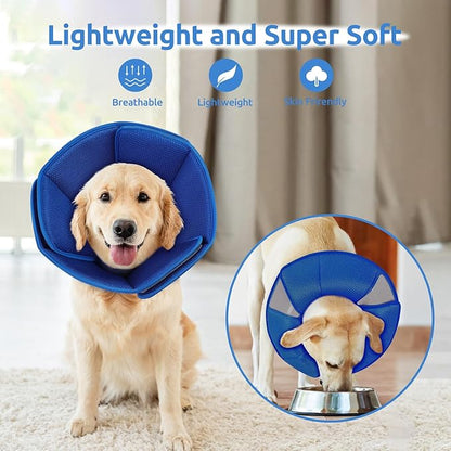 Dog Cone Collar - Soft Elizabethan Collar for Dogs After Surgery, Comfy Cone for Dogs to Stop Licking, Adjustable Dog Cone Alternative for Wound Healing (Navy S)