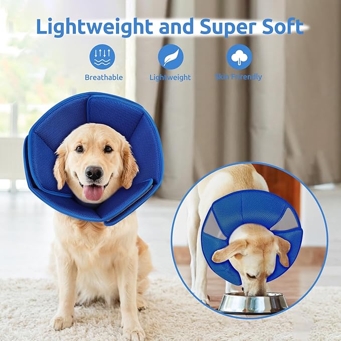 Dog Cone Collar - Soft Elizabethan Collar for Dogs After Surgery, Comfy Cone for Dogs to Stop Licking, Adjustable Dog Cone Alternative for Wound Healing (Navy XL)