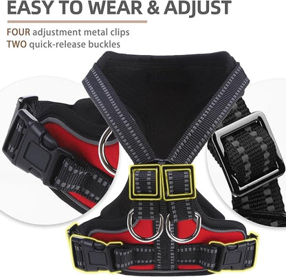 PUPTECK Dog Harness and Leash Set Medium Sized, Adjustable Reflective Escape Proof Puppy Vest, No Pull Walking Harness Easy Control