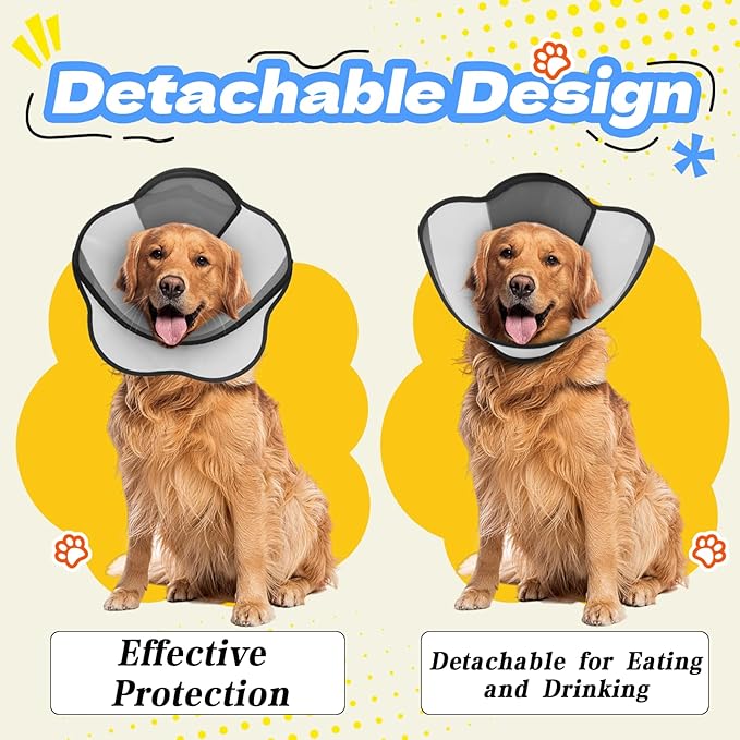 Upgraded Dog Cone Collar for Dogs After Surgery, Adjustable Dog Cone Collar for Large Medium Dogs,Breathable Elizabethan Pet Recovery Collar(Size:M)