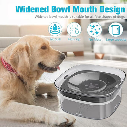 UPSKY 70oz Dog Water Bowl 2L No Spill Dog Bowls Large Capacity Spill Proof Slow Water Feeder, No Splash Dog Bowl Pet Water Dispenser Vehicle Carried Travel Slow Drinking Bowls for Messy Drinkers, Cats