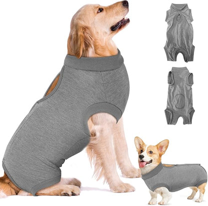 SlowTon Dog Surgery Recovery Suit - Soft Recovery Suit for Dogs Female Male, Dog Onesie for Surgery Female After Spay Prevent Licking, Neuter Suit for Male Dogs Surgical Recovery (Grey,XL)