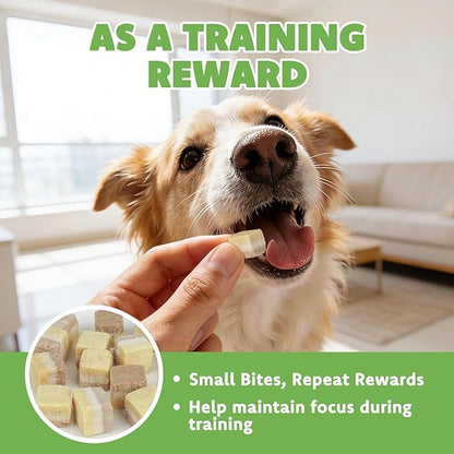 MON2SUN Triple-Layer Freeze Dried Cat & Dog Treats, Chicken, Egg & Chicken Liver Recipe Cube, Grain-Free High Protein Snacks, All Natural Food Topper or Training Rewards, 5.6oz